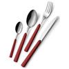 GLOUPIE Set 24 Posate Loft Rosso Per 6 Persone in Acciaio Inox e Manico In ABS Made In Italy Lavabili In Lavastoviglie