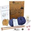 Needle It® Kit completo per cappelli a maglia blu scuro - Cappello in lana per bambini e adulti - Kit completo con ago, gomitolo e istruzioni - Lana francese