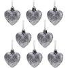 Christmas Concepts® Confezione da 8-60mm (2.4) Palline dell'albero di Natale a forma di cuore - Palline decorate con glitter (Grafite)