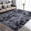 ASIinnsy Tappeto Salotto Moderno Pelo Lungo Shaggy Tappeto Peloso Grigio Morbido Soffice Antiscivolo Tappeti Soggiorno Moderni Grandi Tappeto per Camera da Letto (160 x 230 cm, Nero Grigio)