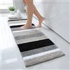 Homaxy Tappeto da Bagno Antiscivolo, Tappeto da Bagno a Righe in Microfibra Morbida, Assorbente a Pelo Lungo, Lavabile in Lavatrice - 40 x 120 cm, Grigio/Nero