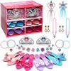 Mrabbitoo Princess Dress Up Ragazze Scarpe - Tacchi Bambino Gioca Scarpe & Fingere Accessori Gioielli Set, Giocattoli per Ragazze con Bambini Corona, Collana, Anello, Orecchino per Bambini di età 3-6 Compleanno