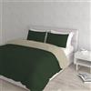 Italian Bed Linen Set Copripiumino 100% Cotone Natural Color, Made in Italy - Parure Copri Piumino - Sacco Piumone 250x200 cm con Doppia Patella e Federe Cuscino, Matrimoniale, Verde Oliva/Tortora