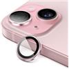 JETech Pellicola Fotocamera per iPhone 15 6,1 Pollici e iPhone 15 Plus 6,7 Pollici, 9H Vetro Temperato Copri Anello Individuale in Metallo, HD Chiaro, 1 Set (Rosa)