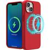 SURPHY Cover Magnetico Silicone Compatibile con iPhone 13 Mini 5.4, Custodia per iPhone 13 Mini Antiurto Protettiva Case con Fodera in Microfibra, Compatibile con MagSafe Accessori，rosso
