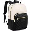 LOVEVOOK Zaino Donna Zaino Porta PC 17 Pollici, Zaino Lavoro Donna Zaino Da Viaggio, Zaino Computer Elegante per Laptop, Zaino per Ufficio Università Viaggi Aereo, Beige Nero