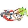 Hape Set costruzioni ferroviarie da 50 pezzi | Con trenini, gru magnetica e passaggio a livello | Giocattolo per bambini dai 3 anni
