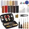 Benlay Kit da cucito in pelle, kit di riparazione per tappezzeria con filo di cera resistente, aghi da cucito Awls ditale per scarpe, divano, moquette, riparazione e cucito, utensili da lavoro in