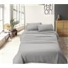 IlGruppone Completo Letto No Stiro Prodotto Italiano Set Lenzuola Tinta Unita Effetto Raso Lenzuolo sotto Fino 30 Cm con Angoli Elasticizzati sopra Federe - Grigio - Una Piazza e Mezza