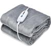 RELAX4LIFE Coperta Elettrica Riscaldata da Flanella Double-Face, Coperta Termica Elettrica Singola/Matrimoniale, Lavabile in Lavatrice, 4 Temperature Regolabili (180x130cm, Grigio, 1)