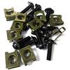 A ABSOPRO Moto Tipo A U M6 Carenatura Fissaggio Set 10 Pezzi | Nero E Scuro Verde, Metallo E Alluminio Lega, Clip 18X14X13mm, Vite 24X15mm, Bullone