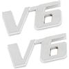 A ABSOPRO Adesivo Auto 3D V6 Parafango Paraurti Adesivo Metallo Emblema Decal Simbolo Rifinitura (Set di 2)