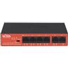 VeraTech WITEK-0002 - WITEK Switch PoE non gestibile con 4 porte PoE 10/100 e 2 porte UPLINK RJ45 10/100 Plug&Play