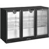 MCC Trading International GmbH METRO Professional Frigo vetrina per bevande GBC3003, alluminio/vetro, 135x53x86.5cm, 308L, refrig. a ventola, 160W, con serratura, 3 porte, nero