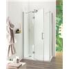 Box Doccia 100X80 Parete Fissa Laterale e Porta Semibattente Altezza 200 - Cromo