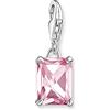 Thomas Sabo Ciondolo a forma di pietra rosa in argento sterling 925 di alta qualità con grande zirconia cubica rosa, taglio ottagono, dimensioni: 23 x 8 mm, 1920-051-9, misura unica, Argento sterling,