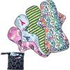 ZCOINS Asciugamani Igienici lavabili Riutilizzabili Flusso abbondante 4 Pack - Taglia XL (32 cm), Estremità Allungata Allargata Anti-Perdite Asciugamano Igienico Notte, con Borsa Impermeabile