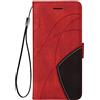 SEAHAI Cover per Motorola Moto G54 5G, Ultra Sottile Custodia Premium PU Pelle Portafoglio Kickstand Slot per Schede Antiurto Flip Cover Libro - Rosso