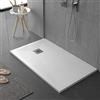 Bagno Super Piatto doccia bianco in mineralmarmo pieno, serie Sierra, slim 3 cm, rivestito di Gelcoat, antiscivolo