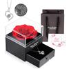 ALLOMN Vera Rosa Conservata, Confezione Regalo di Gioielli con Fiori di Rosa Eterna con Collana Ti Amo per Sua Moglie Fidanzata Madre per Compleanno Anniversario San Valentino Festa della Mamma Natale