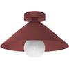 L+ Plafoniera led soffitto, in metallo, forma conica, diametro 25 cm, Lampadario cucina, rosso opaco.
