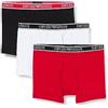 Emporio Armani Men's 3-Pack Core Logoband Boxer, White/Black/Red, L (Pacco da 3) Uomini