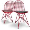 FRANKYSTAR COPENAGHEN - Set di 2 sedie in metallo con design industrial. Set di 2 sedie da pranzo, ufficio, studio. Colore bianco,nero o rosso (Rosso)