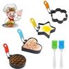 HORREX 4 Pezzi MplehDa Stampo Pancake Stampo per Frittata in Acciaio Inossidabile Stampo Pancake in Acciaio Inox Anello per Uova con Manico per Omelette per Uova Frittelle Dolci,Muffin