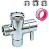 Roscid 3 Vie Deviatore Doccia Rubinetto Valvola con Adattatore M22 M24 G1/2, Valvola Deviatrice Rubinetto in Ottone Massiccio Valvola Separatore per Vasca da Bagno e Doccia per Lavandino, ARGENTEO