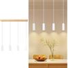 Glitzerlife Lampada a sospensione Bianco GU10 - Lampadario a Soffitto Legna 4 Punti Luces Lampadario Cucina Rotondo Interni Metallo per Sala Ristorante Isola Della Cucina MAX.25W (Senza lampadina)