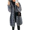 Vagbalena Cappotto donna in lana felpata con cappuccio giacca lunga inverno casual in pile finto montone cappotto con cappuccio giacca lunga calda cardigan pelliccia finta peluche giacca (Nero,M)