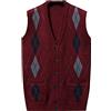 Disimlarl Uomini 15% Lana Knit Bottoni Senza Maniche Cardigan Spessore Base Maglione Gilet Rosso XXL (79-87kg)