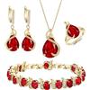 EVER FAITH Donna Set di gioielli da sposa per la sposa, Smeraldo Pietra di nascita CZ Collana Orecchini Bracciale di anelli per il compleanno/regali