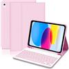 Lielax per iPad 10a Generazione Tastiera Custodia 10.9"2022, Italiano QWERTY Rimovibile Bluetooth Tastiera,Slim10.9 pollici custodia con tastiera, Custodia con Supporto Pencil per 10a Gen 2022-Rosa