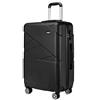 KONO Valigie Rigida 55CM Trolley Bagaglio a Mano TSA con Rotelle Girevoli (20 pollici, Nero)