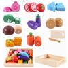 newlng Set Giochi in Legno per Bambini Accessori Cucina Verdura Giocattolo da Taglio Magnetico per Bambini Giocattoli Regalo Natale Compleanno per Bambina Ragazzi e Ragazze ( Scatola di Legno )