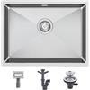 Keokbon - Lavello da cucina da 60 x 45 x 19 cm a partire da 70, grande realizzato a mano, in acciaio inox 304, 1 lavandino da cucina con tubo di scarico e tubo di scarico