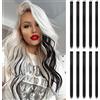 FESHFEN Extension Capelli Colorati Clip - 10 Pezzi Ciocche Capelli Nero Colorate Extensions con clip per Carnevale e Feste per Donna, 55 cm