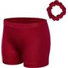 XFGIRLS Pantaloncini da ginnastica per ragazze con brillantini per danza classica, tumbling e atletica 3-14 anni, Rosso vinaccia, 11-12 Years
