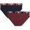 Emporio Armani Men's 2-Pack Bold Monogram Brief Slip Boxer, Marine/Burgundy, XXL (Pacco da 2) Uomini