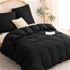 WAVVE Sacco Copripiumino Una Piazza e Mezza 200x200 cm - Set Copripiumino con Federa 80x80 cm, Copripiumone in Microfibra Traspirante, Nero