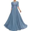 Sincemeet Abiti per la Madre della Sposa in Pizzo Abito da Sposa Lungo in Chiffon a Maniche Corte Abiti da Sera Formali