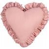 PIMKO Cuscino a forma di cuore con volant, con volant, cuscino decorativo, cuscino per divano, con federa e imbottitura, 45 x 50 cm (rosa)
