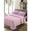 Passione per le tele Copriletto Estivo ACQUERELLO Made in Italy 100% Cotone Piquet savana. maculato 5 colori fresco, copridivano, copriletto, copritutto, telo arredo (matrimoniale, RODI rosa)