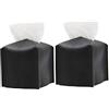 YdseozOA 2Pcs Copertura della Scatola del Tessuto Quadrato Cuoio Cubo Fazzoletti Copre Moderno Delicato Decorativo Quadrato Dispenser di Tovaglioli Casa Hotel Auto Ufficio Ristorante-Nero