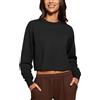 CRZ YOGA Donna Felpe Girocollo Foderate in Pile Camicie a Maniche Lunghe Orlo a Vivo Allenamento Casual Tops Nero 42