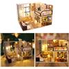 Casa delle bambole fai-da-te con luce a LED Cottage in legno Camera creativa