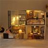 Casa delle bambole in miniatura artigianale con puzzle 3D in legno chiaro a