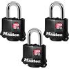 Master Lock 311TRI Lucchetto con Chiave, Nero, Pack Of 3
