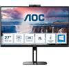 AOC Monitor da 27'' V5 Q27V5CW QHD, Webcam, Speaker, Regolabile in Altezza (2560 x 1440, 75 Hz, HDMI, DisplayPort, USB-C, USB Hub) Nero